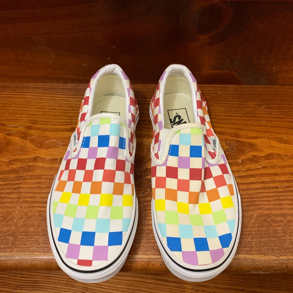 EUC Vans - Rainbow Checkerboard Shoes